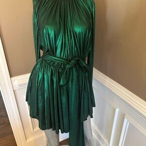NWT ELLAÉ LISQUÉ Green Metallic Wrap Dress Sz Small